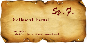 Szikszai Fanni névjegykártya