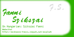 fanni szikszai business card